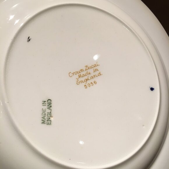 Vintage English CROWN DUCAL Cobalt and Gold Trim Dessert Plate #5 - Picture 4 of 7